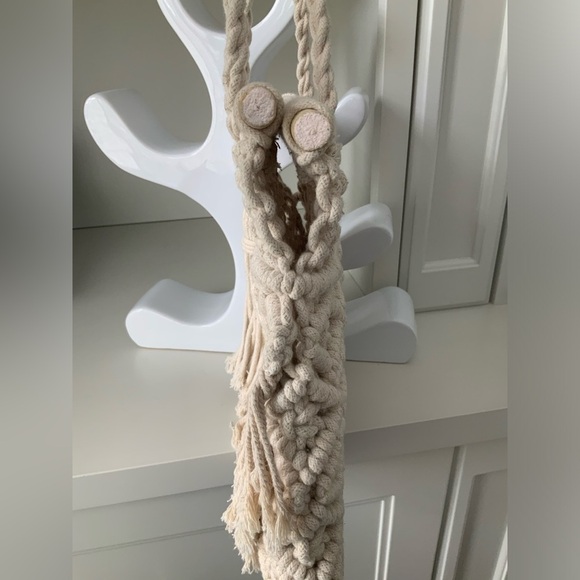 ZARA Macrame Woven Medium Hand Made Boho Bohemian Cream Shoulder Purse LIKE NEW - Picture 14 of 16